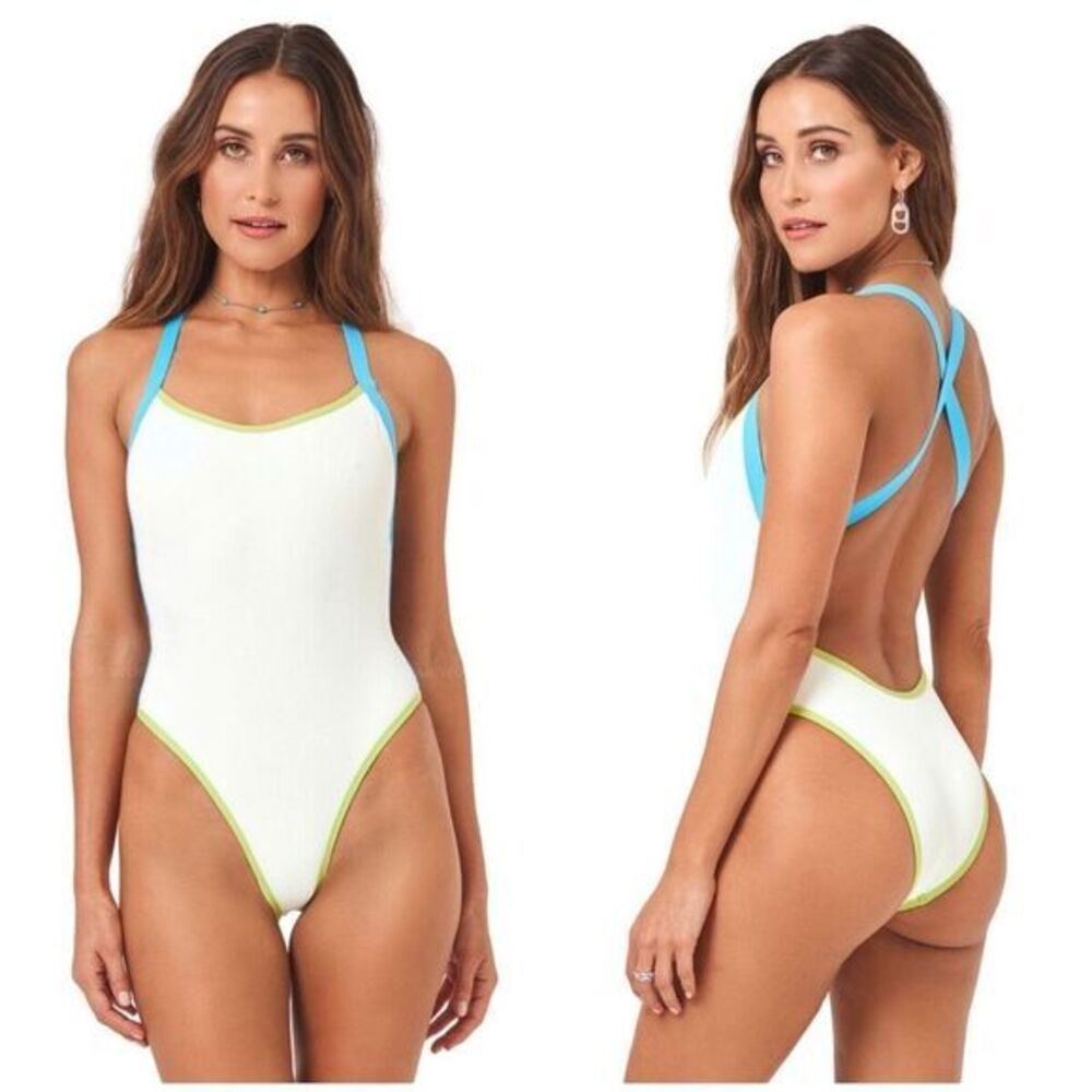 L*Space Ribbed Baewatch One Piece Swimsuit Small LSPACE